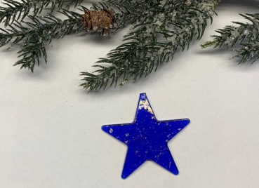 Acrylstern blau mit Goldsprenkel